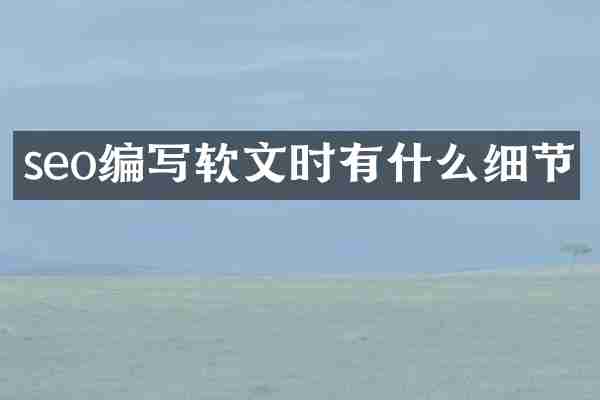 seo编写软文时有什么细节