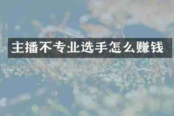 主播不专业选手怎么赚钱