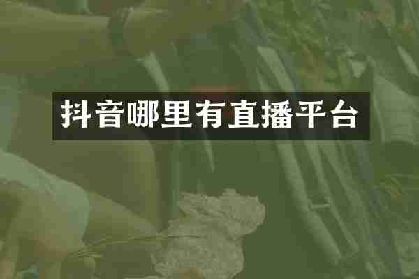抖音哪里有直播平台