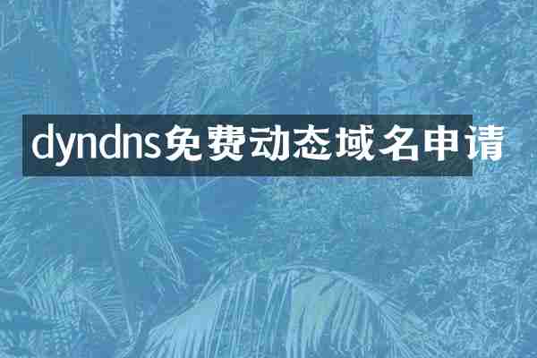 dyndns免费动态域名申请