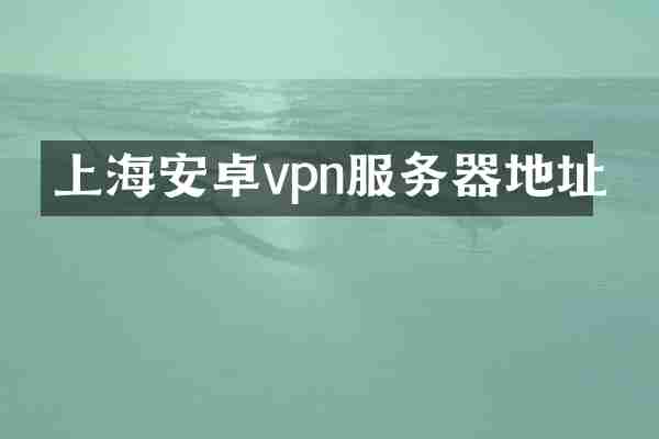 上海安卓vpn服务器地址