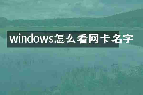 windows怎么看网卡名字