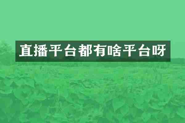 直播平台都有啥平台呀