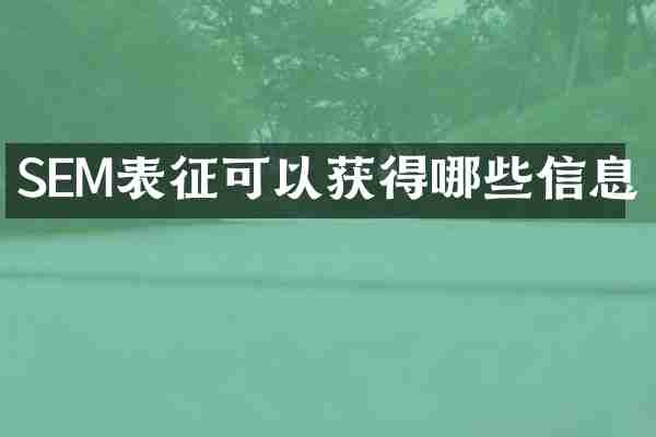 SEM表征可以获得哪些信息