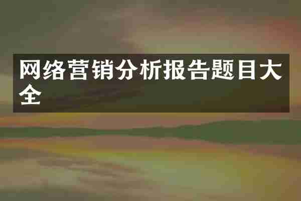网络营销分析报告题目大全