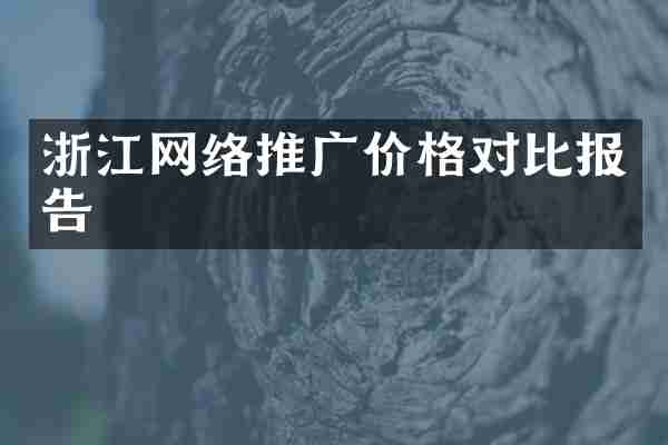 浙江网络推广价格对比报告