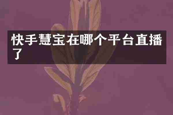 快手慧宝在哪个平台直播了