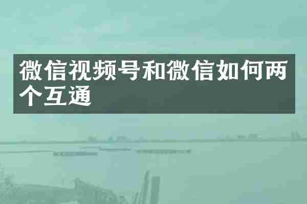 微信视频号和微信如何两个互通