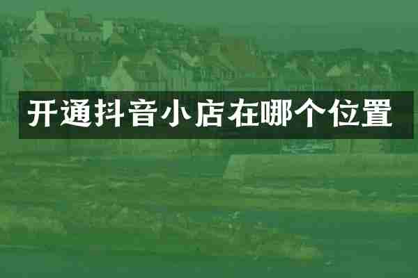 开通抖音小店在哪个位置