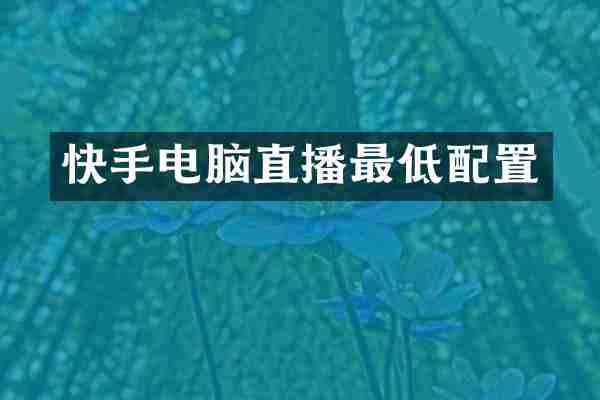 快手电脑直播最低配置