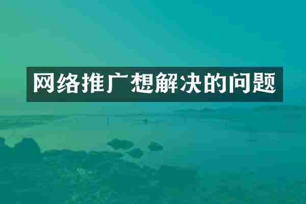 网络推广想解决的问题