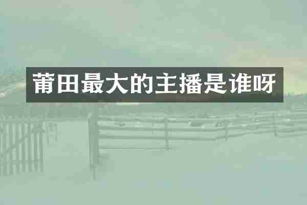 莆田最大的主播是谁呀