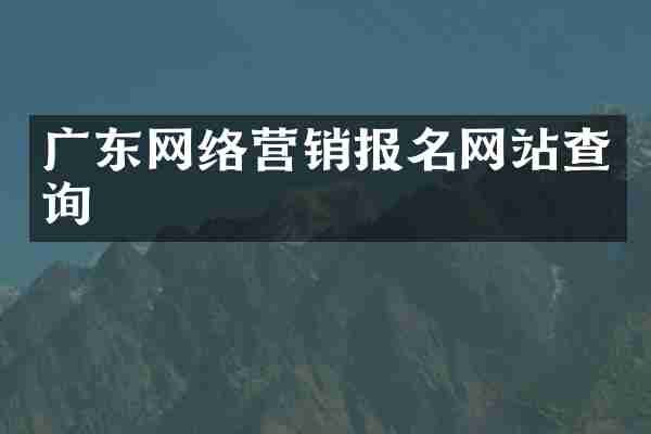 广东网络营销报名网站查询
