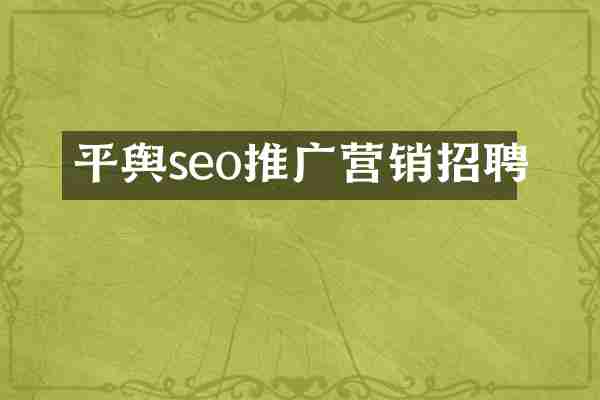 平舆seo推广营销招聘