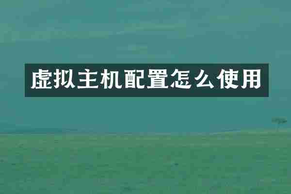 虚拟主机配置怎么使用