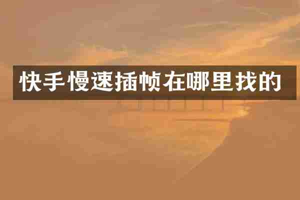 快手慢速插帧在哪里找的