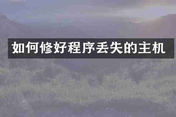 如何修好程序丢失的主机