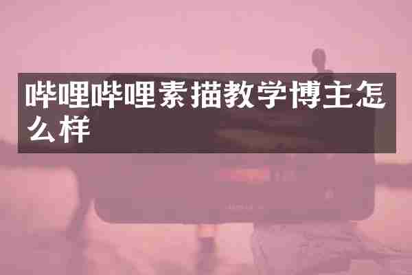 哔哩哔哩素描教学博主怎么样