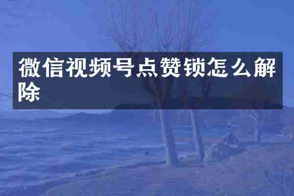 微信视频号点赞锁怎么解除