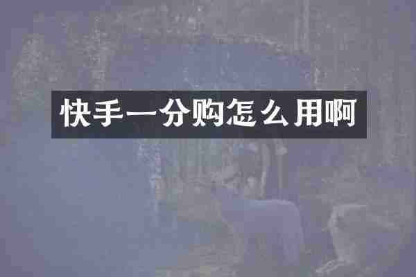 快手一分购怎么用啊