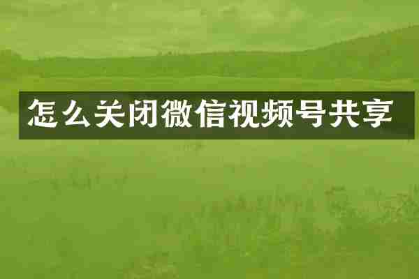怎么关闭微信视频号共享
