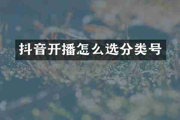 抖音开播怎么选分类号