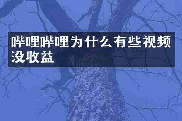 哔哩哔哩为什么有些视频没收益