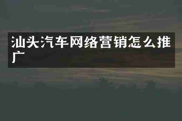 汕头汽车网络营销怎么推广
