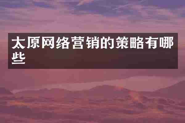 太原网络营销的策略有哪些