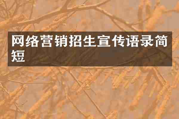 网络营销招生宣传语录简短