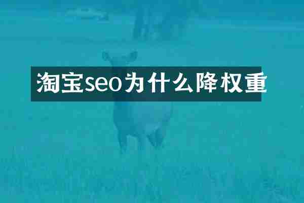 淘宝seo为什么降权重