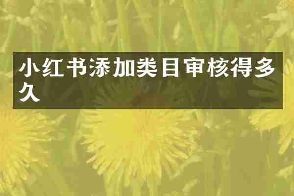 小红书添加类目审核得多久