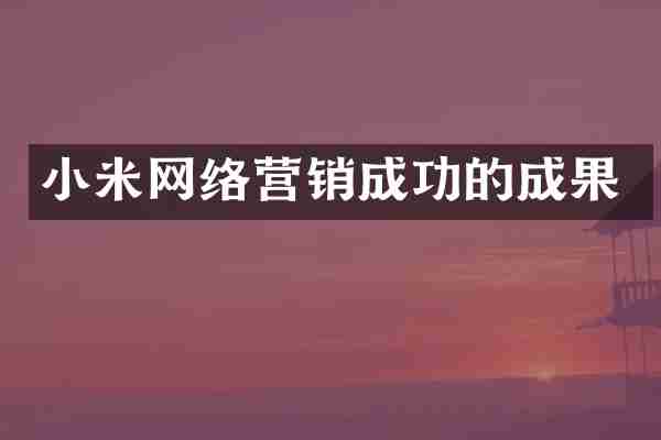 小米网络营销成功的成果