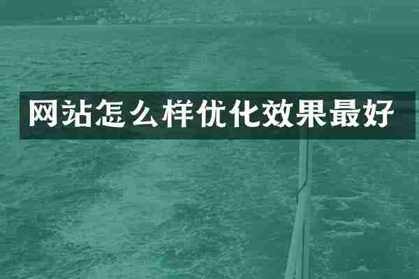 网站怎么样优化效果最好