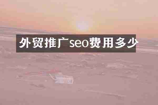 外贸推广seo费用多少