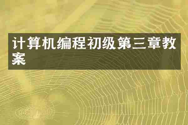 计算机编程初级第三章教案
