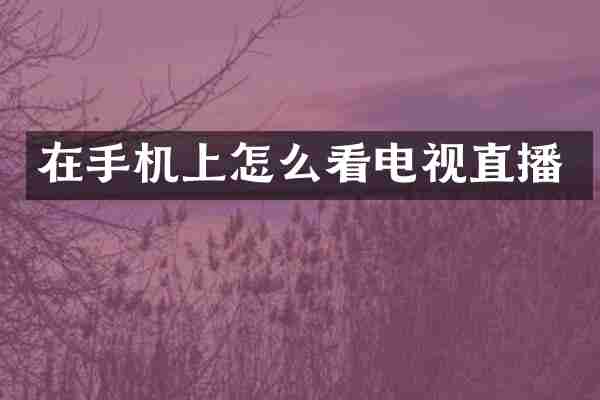 在手机上怎么看电视直播