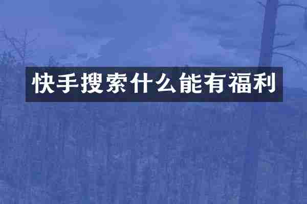 快手搜索什么能有福利
