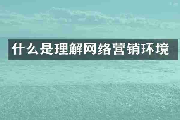 什么是理解网络营销环境