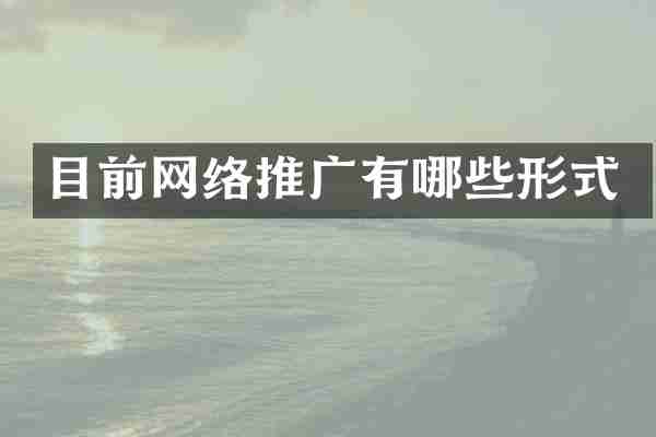 目前网络推广有哪些形式