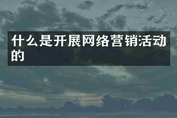 什么是开展网络营销活动的