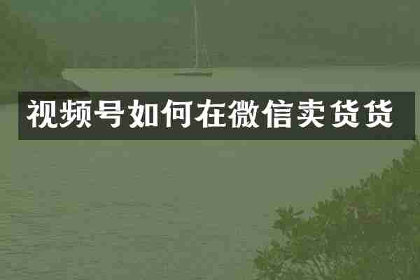视频号如何在微信卖货货