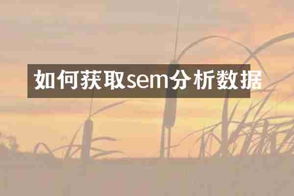 如何获取sem分析数据