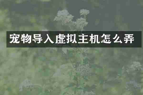 宠物导入虚拟主机怎么弄