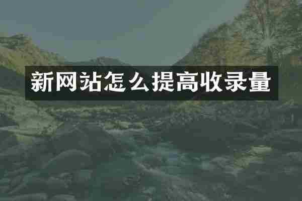 新网站怎么提高收录量