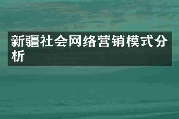 新疆社会网络营销模式分析