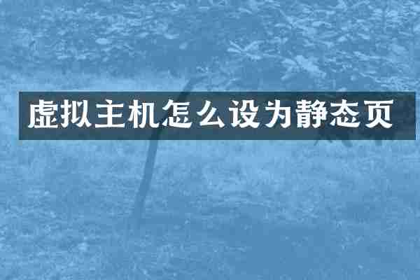 虚拟主机怎么设为静态页