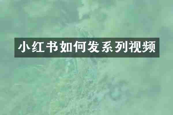 小红书如何发系列视频