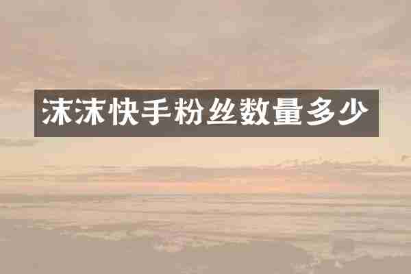 沫沫快手粉丝数量多少