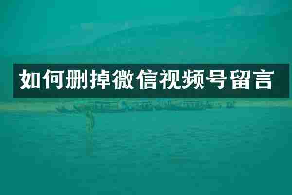 如何删掉微信视频号留言